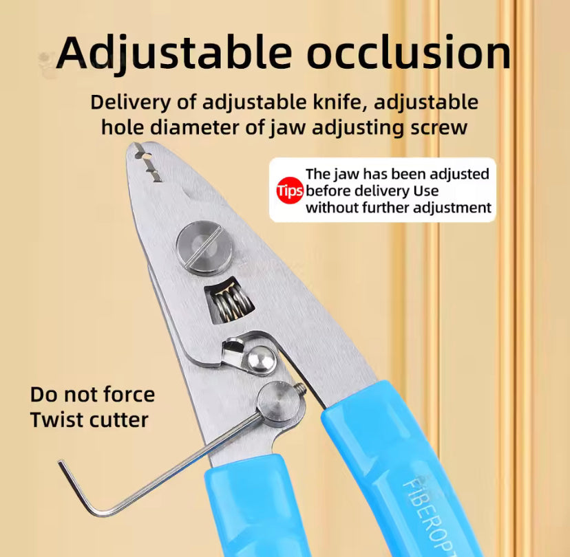 FS-90 Steel Three Mouth Miller Fiber Stripping Coated With Leather Wire For Optical Cable Pliers