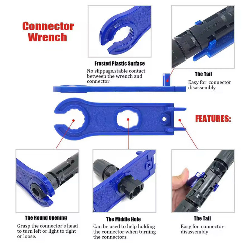 Solar Crimping Tools for 2.5-6.0mm2 Solar Panel PV Cable 10pcs Male Female Solar Panel Cable Connectors Solar Connector Spanner
