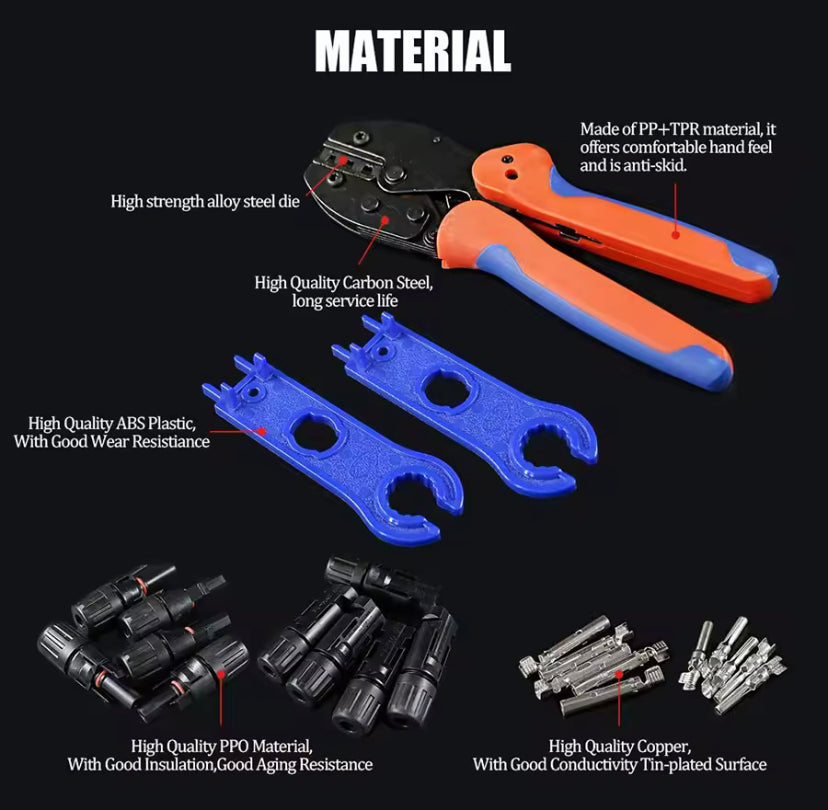 Solar Crimping Tools for 2.5-6.0mm2 Solar Panel PV Cable 10pcs Male Female Solar Panel Cable Connectors Solar Connector Spanner
