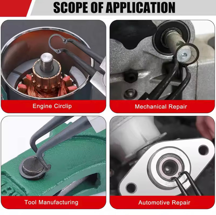 4 PCS Circlip Pliers Set Expansion Pliers Retaining Ring Pliers Internal External Snap Ring Pliers Spring Pliers Hand Tools