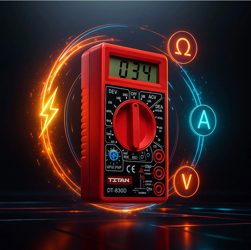 Titan DT830D Digital Multimeter – Handheld LCD AVO Meter for Voltage, Current, Resistance, Diode & Transistor Testing