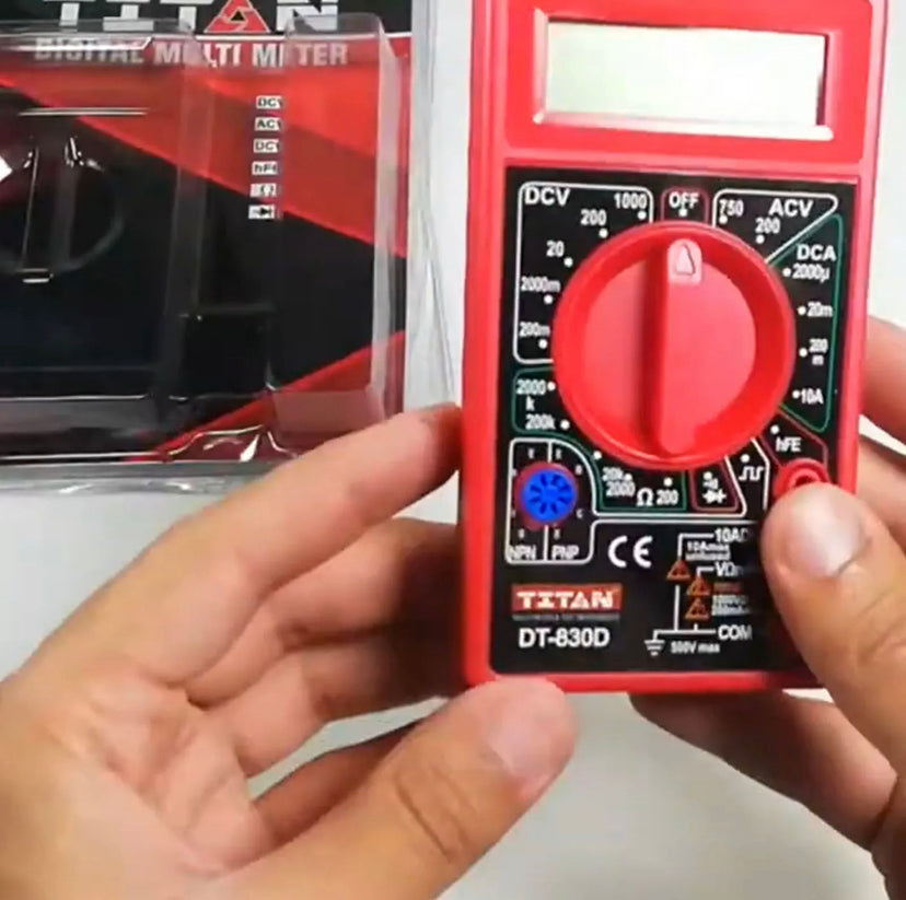 Titan DT830D Digital Multimeter – Handheld LCD AVO Meter for Voltage, Current, Resistance, Diode & Transistor Testing
