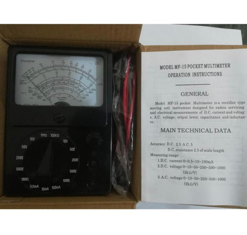 MF-15 Handheld Analog Multimeter – DC/AC Tester with Multiple Measurement Ranges