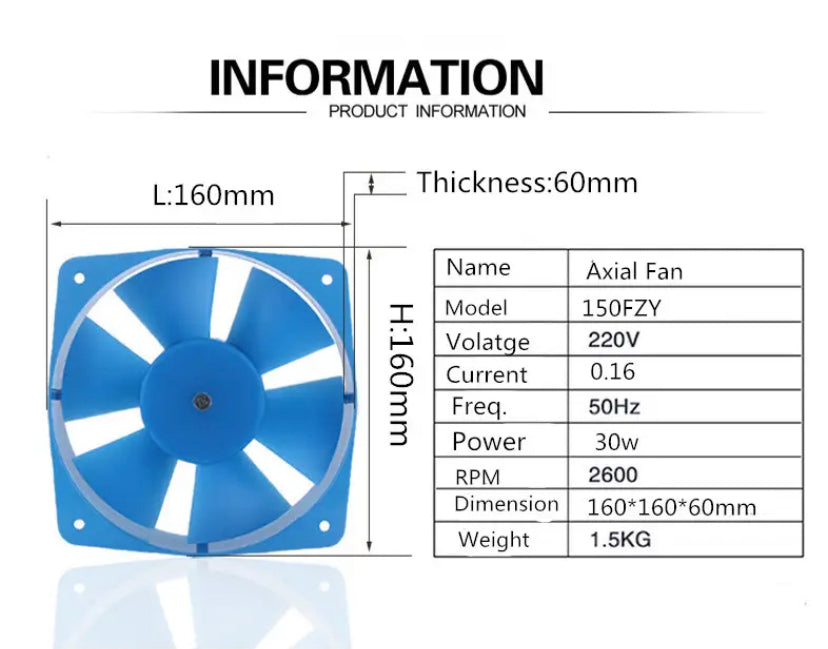 Small Power Frequency Axial Fan Welding Machine Cooling Fan 160x160x60 AC 220V 380V 150FZY2-D 0.16A 30W blower