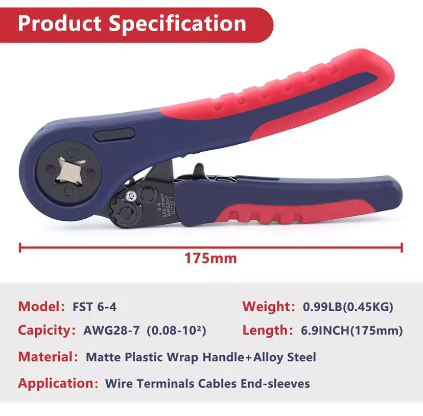 HSC8 6-4A automatic adjusting ratchet type wire crimping pliers, suitable for crimping tool of AWG28-10 terminal wire ferrule