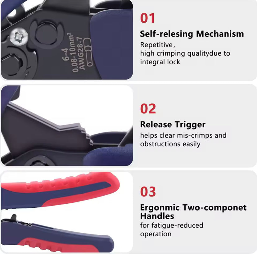 HSC8 6-4A automatic adjusting ratchet type wire crimping pliers, suitable for crimping tool of AWG28-10 terminal wire ferrule