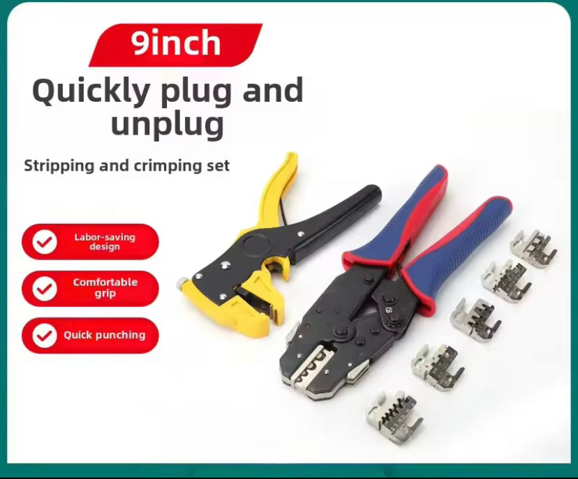 Quick-Change Jaws Crimping Pliers Versatile Crimping Tool Kit With 6 Interchangeable Jaws Crimper dies With High Quality Stripper And Toolbox