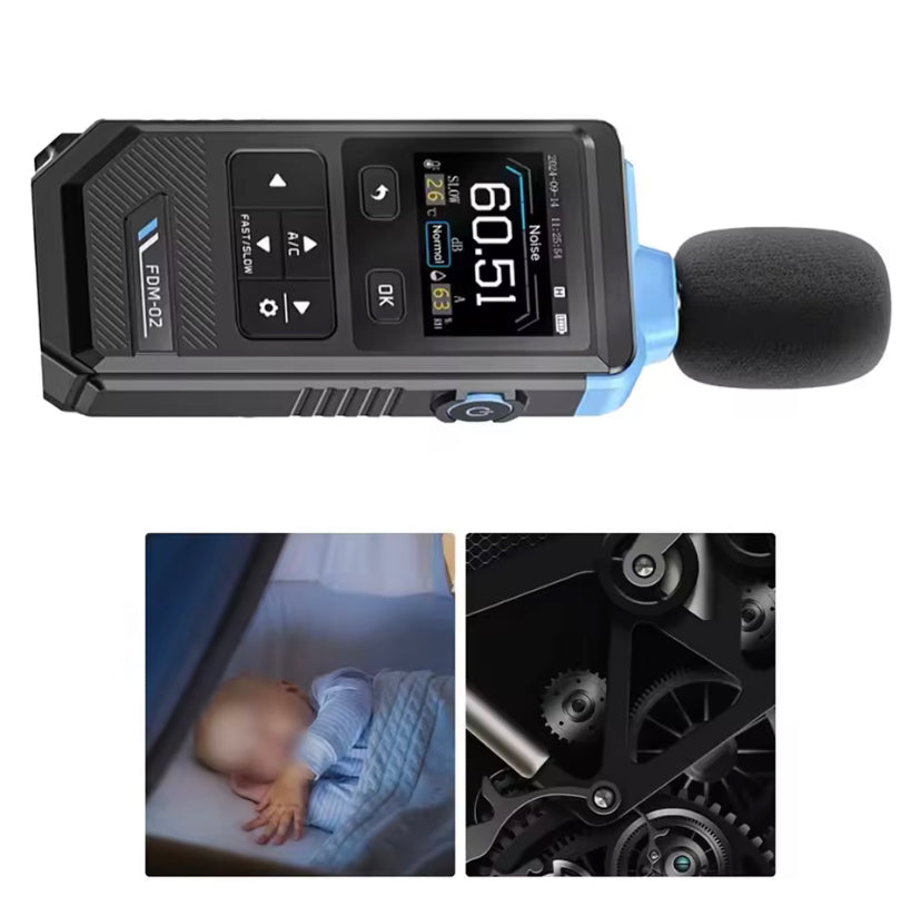 FDM02 Noise Meter Digital 30dB 130dB with High For precision Sensors for Noise Temperature Humidity Measurements