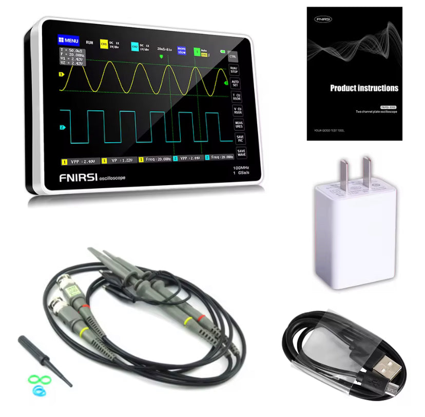 FNIRSI-1013D Portable Oscilloscope 2 Channels 100Mhz Bandwidth 1GSa/s Sampling Rate Tablet Digital Oscilloscope