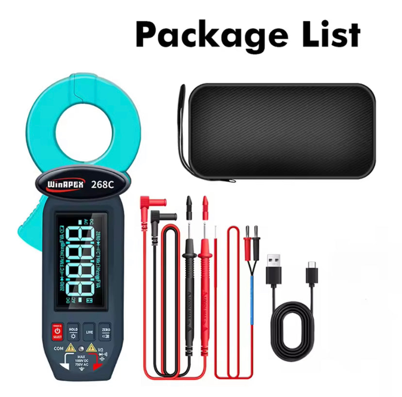 Winapex 268C Digital Clamp Meter 0.01mA Electrical Leak Current Detect Ammeter AC 60mA-100A Ture RMS LCD Multimeter Electrician Tools