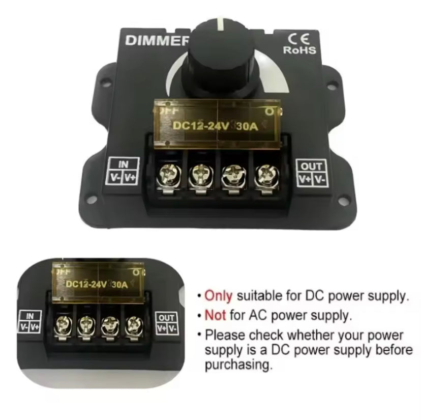 DC12V-24V LED Switch 30A 360W Voltage Regulator Adjustable Controller For Strip Light Lamp Dimming Dimmers