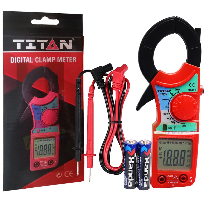Titan TN55 Portable Digital Clamp Multimeter Ammeter With Measurement AC/DC Voltage (AC Current) Tester Multi-test Resistance by Electrica