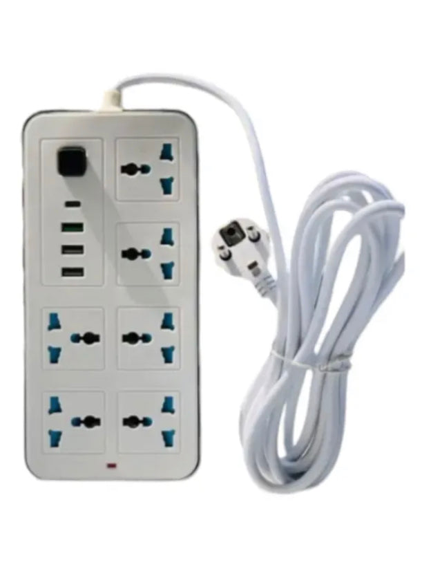 Universal Power Strip UK Plug Electric Extension Socket 2m Cable USB Type C Indicator Light Power Strip Multi Ports Socket