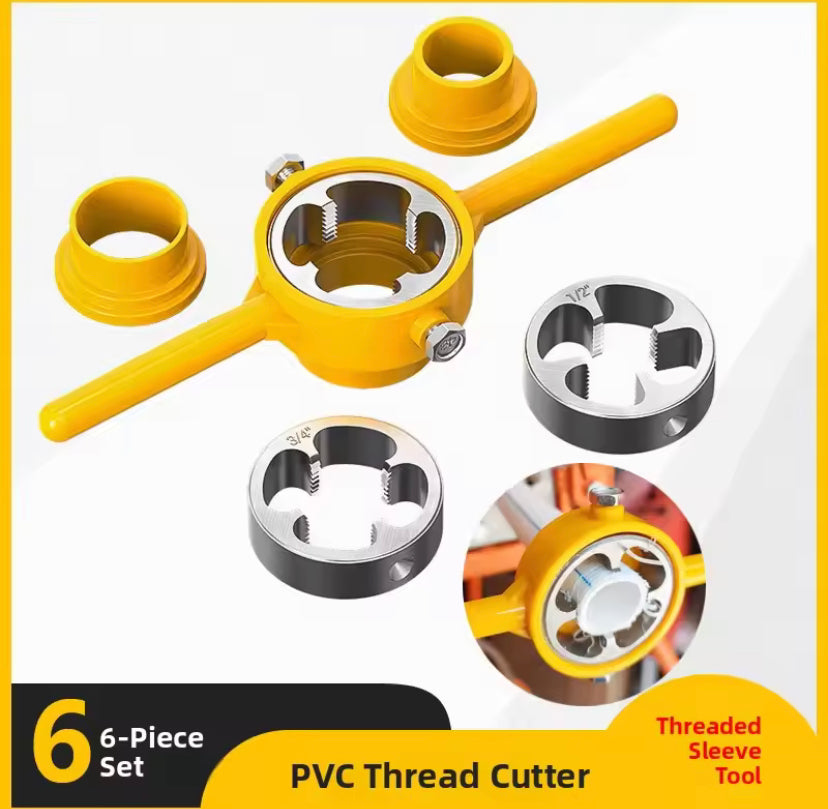 6PCS PVC Pipe Threader NPT Thread Tap Die Set Plumbing PVC Thread Tool Screw Die Set Hand Tool Pipe Threader Plumbing Tool
