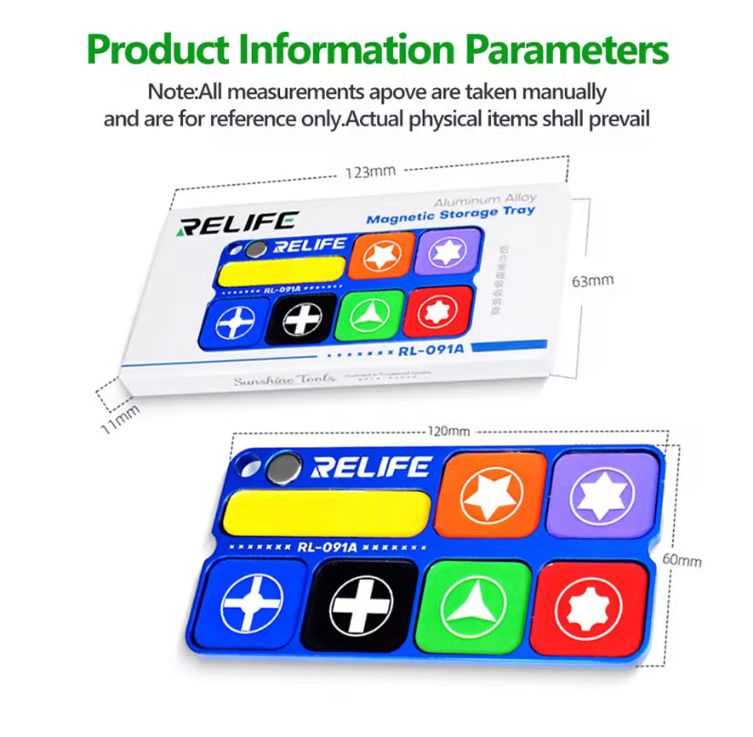RELIFE RL-091A Aluminum Alloy Magnetic Storage Tray Bit Magnetizer Phone Repair Screw Organization Strong Magnetic Storage Tool