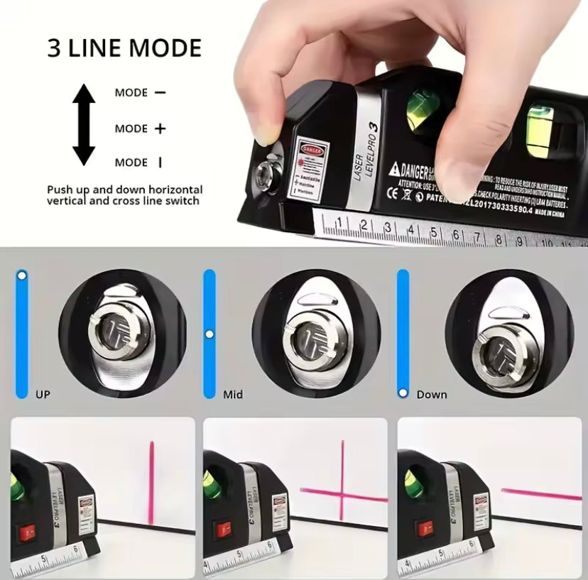 Laser Level Line Tool Multipurpose Laser Level Kit Standard Cross Line Lase 8 Feet Measure Tape Ruler