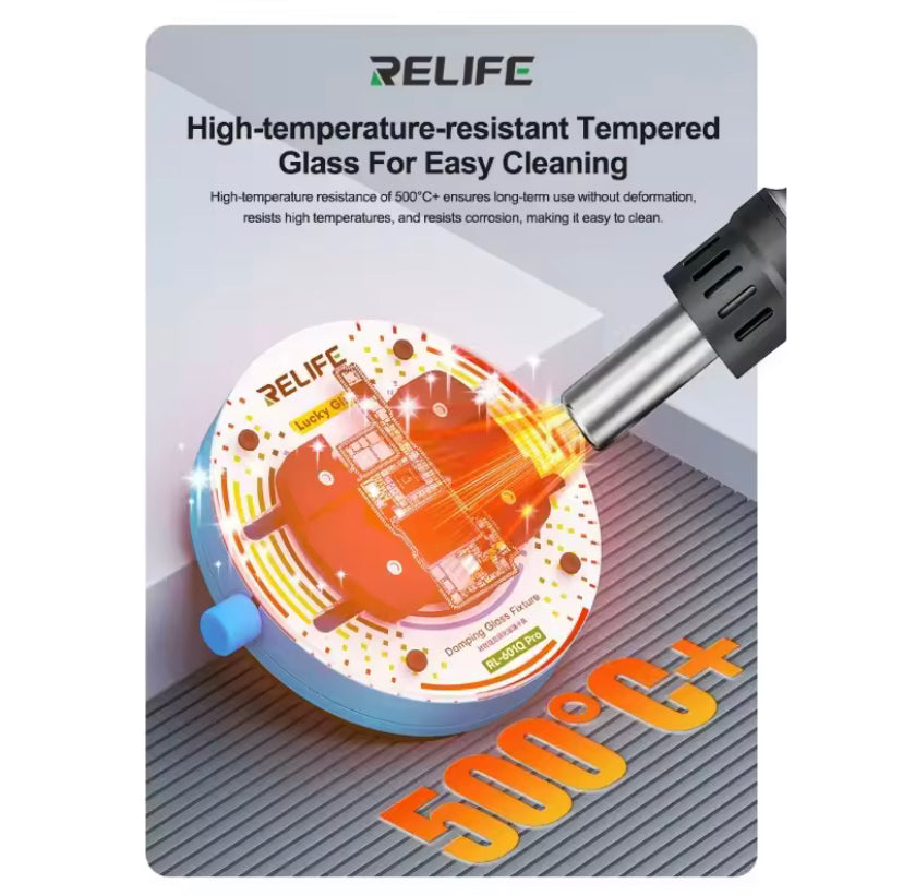 RELIFE RL-601Q Pro Tempered Heat-insulating Glass Rotating Fixture for Various Mobile Phone Motherboards Chip Holder