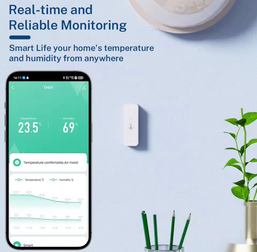 Tuya WiFi Temperature Humidity Sensor Smart Sensor APP Remote Control For Smart Home Support SmartLife Yandex Alexa