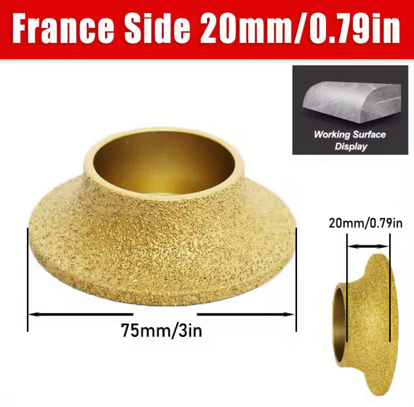 1PC Vacuum Brazed Diamond French Edge Wheel Hole Diameter 75x20mm Diamond Smooth Polishing Wheel For Tile Quartz Marble Granite