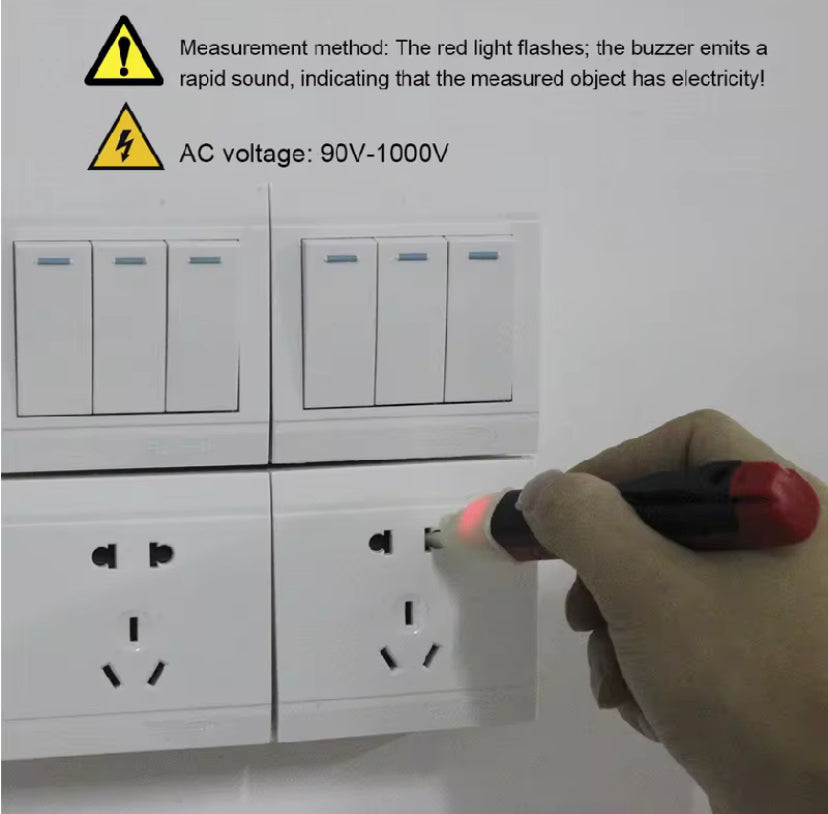 Non Contact Voltage Tester Pen with Buzzer Alarm AC 90V-1000V Live Wire Detector Electric Tester Flashlight Function