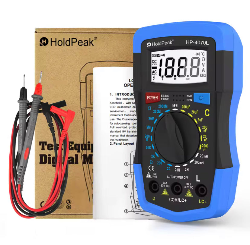 HoldPeak HP-4070L Capacitance Multimeter Digital Inductance LCD Meter hFE Test With Backlight Inductance LCR Meter Repair Tool