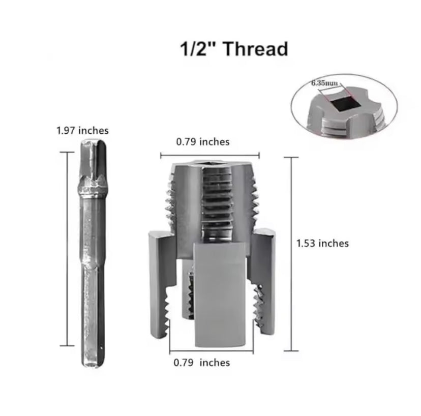 Internal & External Pipe Threading Tool Electric Drill Compatible PVC Pipe Threader Kit Pipe Thread Cutting Tool For 1/2 inch PiPe