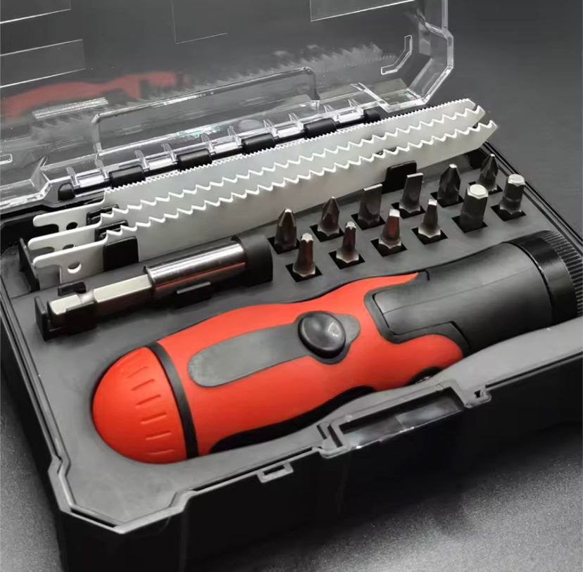 18pcs Multi Blade Hand Saw with Quick Change Mechanism Ergonomic Handle, Adjustable Length Versatile for Reciprocating Saw, Hacksaw Blades with Magnetic Screwdriver Bit Set