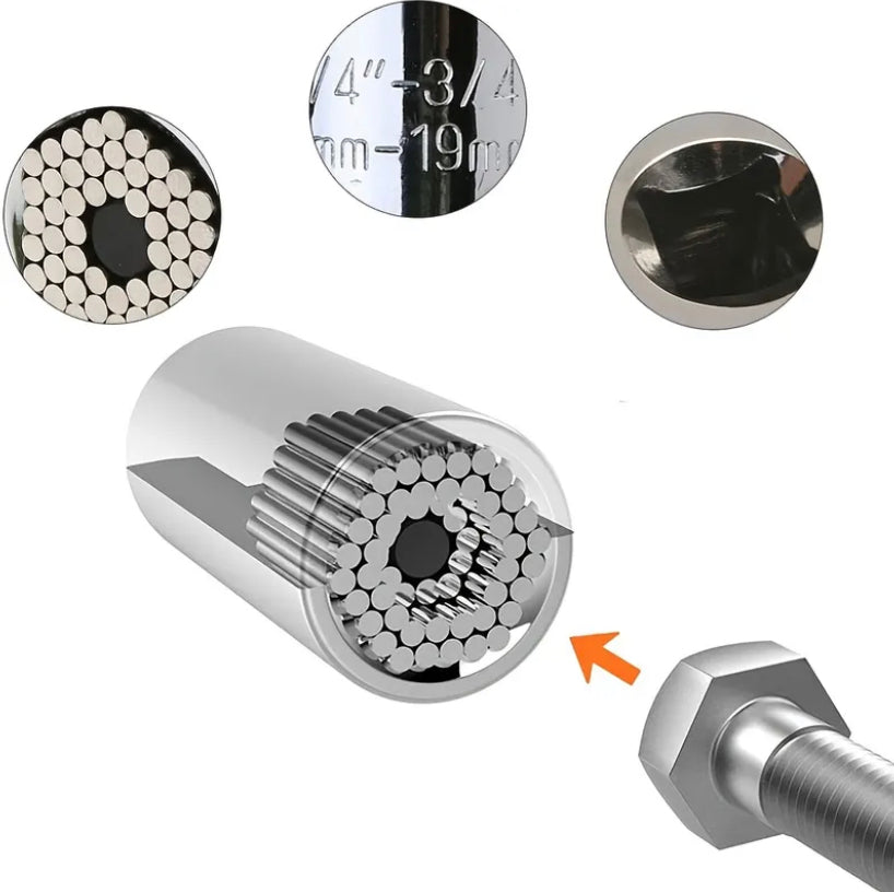 3PCS Universal Socket Wrench Set, Multi-Function Ratchet Socket Grip Adapter Set Fits Standard 1/4'' - 3/4'' Metric 7-19mm, for Removing Various Screws And Faucets