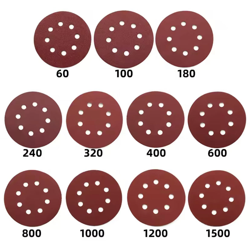 30pcs 5" 125mm 8 Hole Hook Loop Sanding Discs Sandpaper Pads Set 60Grits ~ 2000Grits Sander Disc Abrasive Polishing Tools