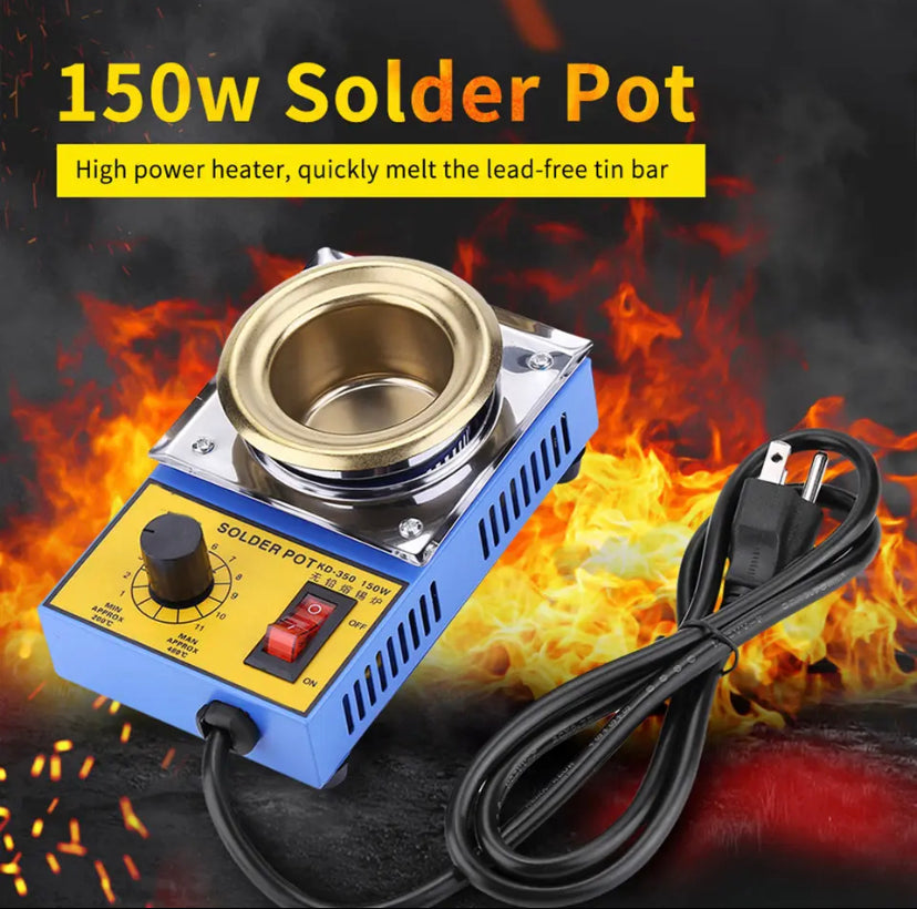 Solder Pot Tin Melting Furnace 150W Lead free Solder Pot Soldering Desoldering Bath Titanium Plate 50mm 200-450℃