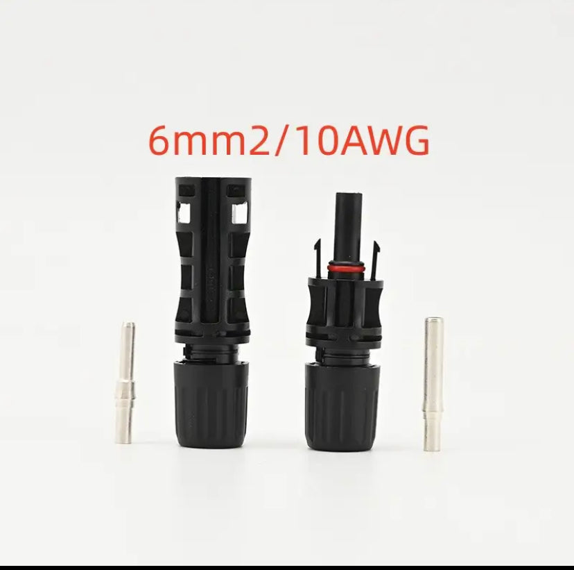 1500V 6mm2 MC4 Solid Pin Solar Connector 50A Material Male Female PV Cable Connectors for Solar Power System
