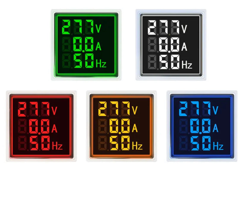 22mm 3 in 1 AC 1-100A 80-500V LED Digital Voltmeter Ammeter Hertz HZ Signal Lights 220V Voltage Current Meter Volt Amp Tester Detector