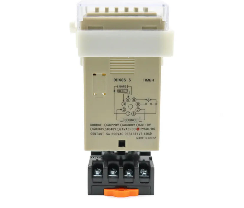 DH48S-S Digital Display Time Relay Time Delay Device AC 220V Repetitive Cycle SPDT Programmable Timer And Socket Base Rail