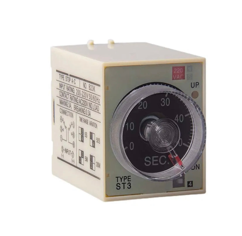 ST3PA-A Time Relay With Base Socket ST3P A-A/B/C/D/E/F/G 12V 24V 220V Power On Time Delay