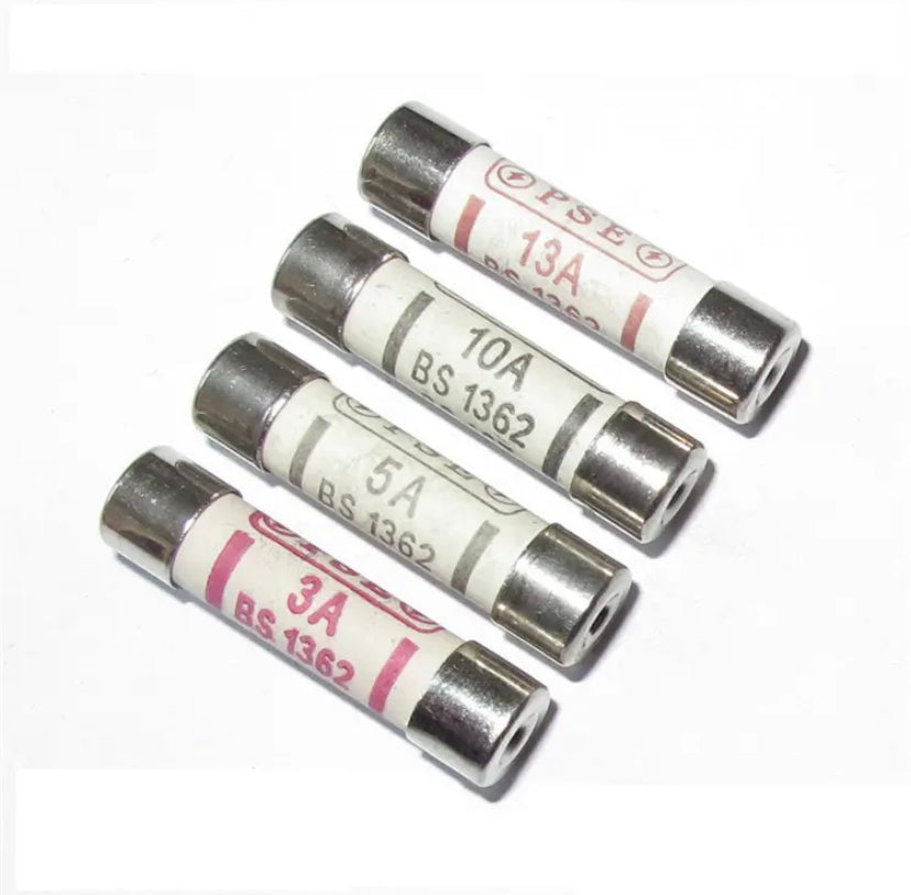 10PCS Domestic Fuses BS1362 6*25mm Filling Sand Riot Ceramic Fuse UK Standard 3A/10A/13A Cartridge Fuse Pipe for Household Applicance