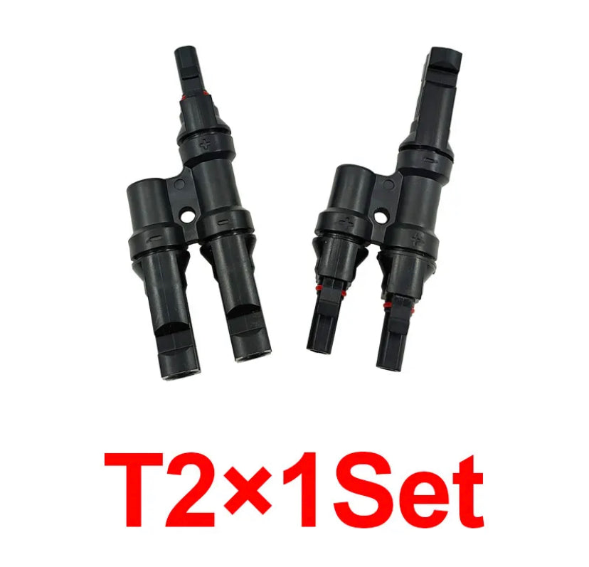 T2 Pair IP67 Solar PV Connector Approved 2 to 1 T Branch Male And Female Solar 100% PP0 Parallel DIY MC4 Solar Kits System