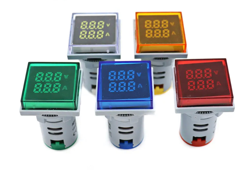 22mm 3 in 1 AC 1-100A 80-500V LED Digital Voltmeter Ammeter Hertz HZ Signal Lights 220V Voltage Current Meter Volt Amp Tester Detector