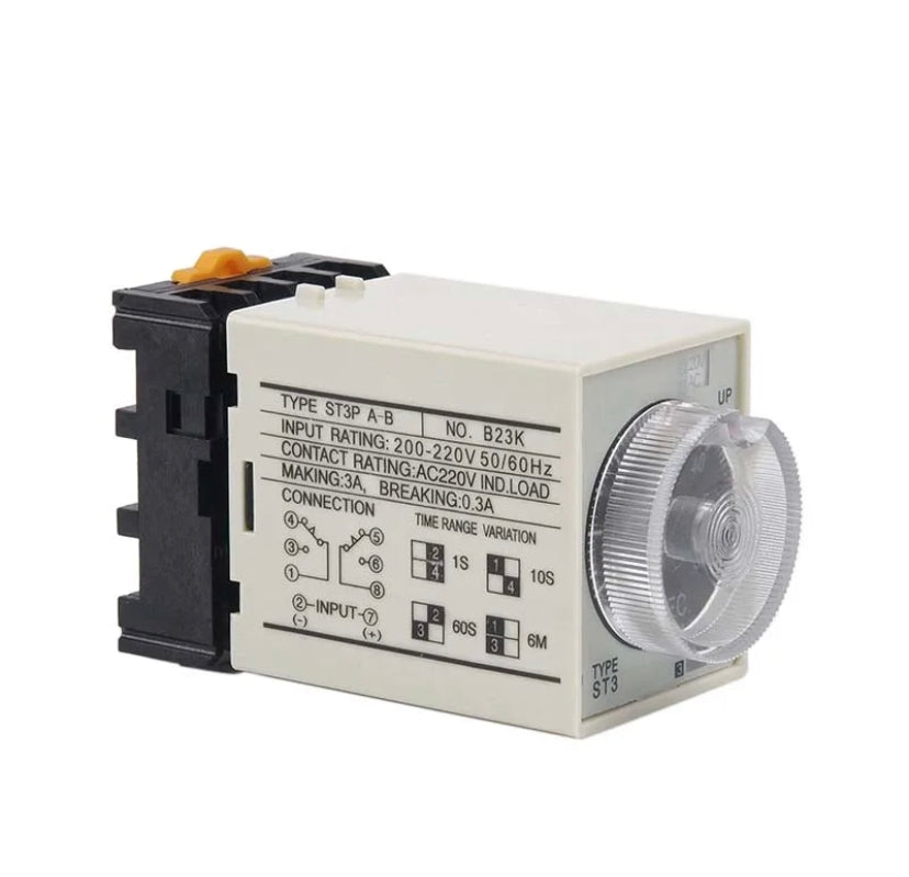 ST3PA-A Time Relay With Base Socket ST3P A-A/B/C/D/E/F/G 12V 24V 220V Power On Time Delay