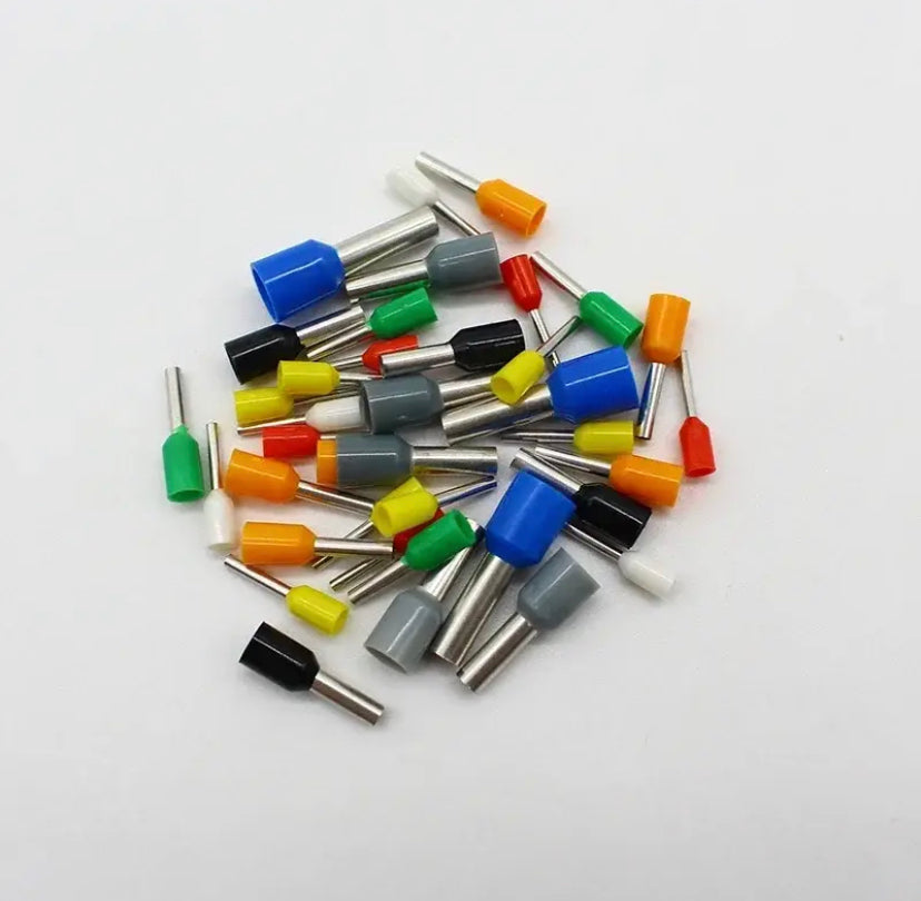 100pcs/Pack E0508 E7508 E1008 E1508 E2508 Insulated Ferrules Terminal Block Cord End Wire Connector Electrical Crimp Terminator