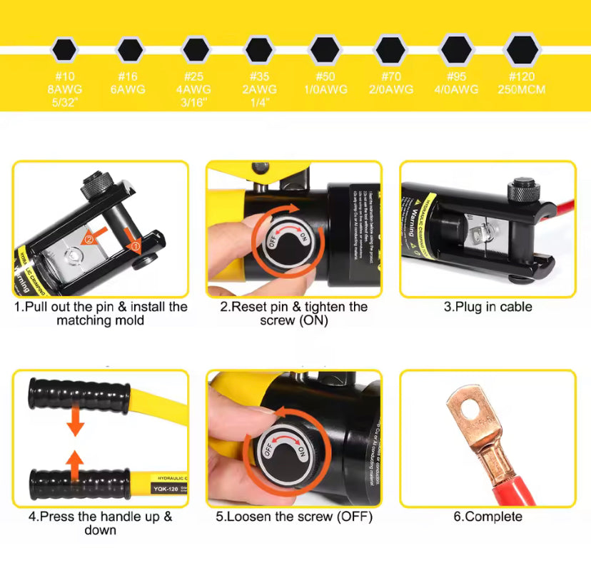 YQK-120 Hydraulic Crimping Tool with Crimping Range from 10-120MM2 Hydraulic Crimping Plier for Cable Lug  CU/AL Connectors
