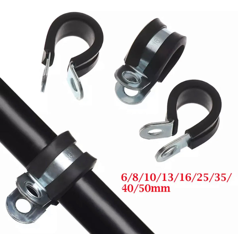 5Pcs Rubber Lined P Clips Wiring Hose Clamp Pipe Cable Mounting Fix Fasteners Hardware Electrical Fittings High quality