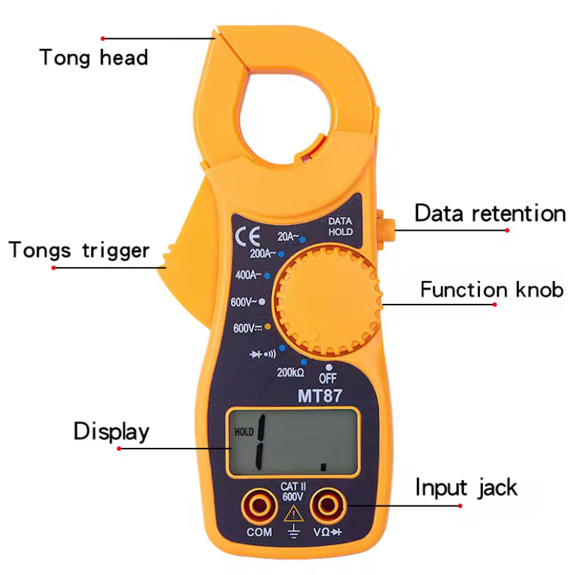 MT-87 Mini LCD Digital Clamp Multimeter AC/DC Current Voltage Resistance Capacitance Diode Tester Multi-tool  Meter Test Line