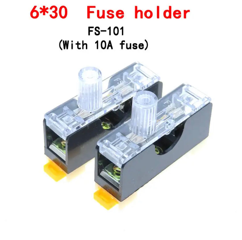 FS-101 Din Rail Mount Single Pole 6X30mm Fuse Holder Glass fuse 6*30 tube fuse casing WITH 10A FUSE