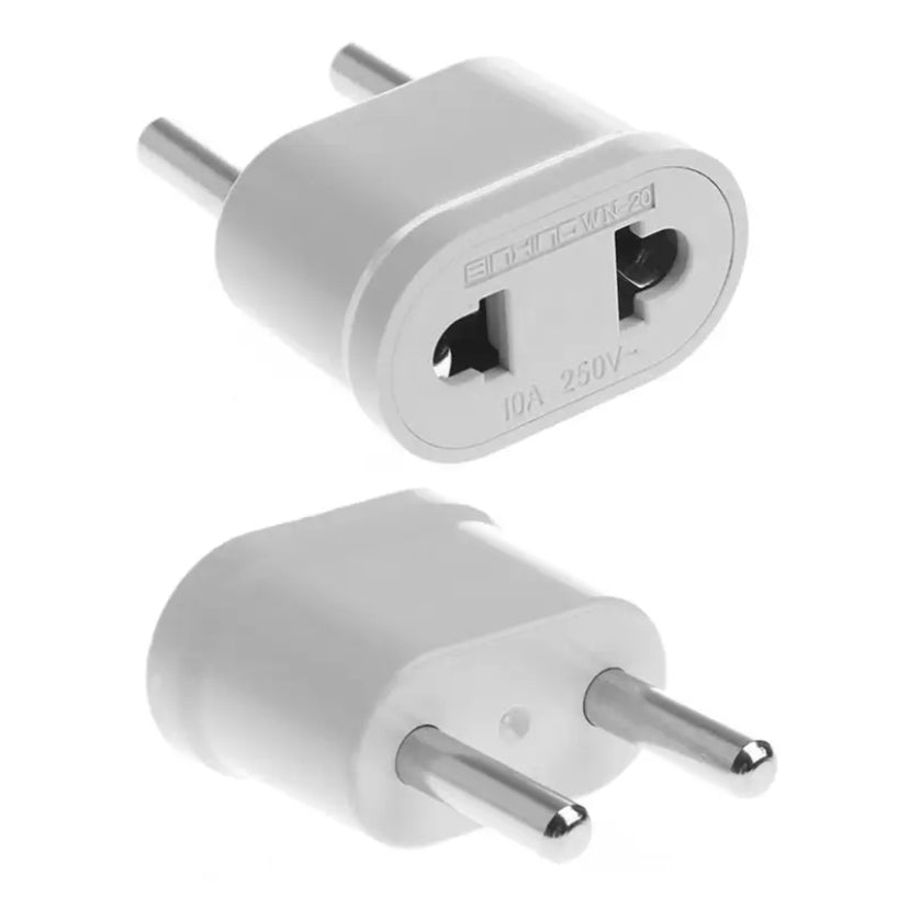 Flat Pins US To EU Euro Europe Plug Adapter 2 Round Socket Converter Adapter