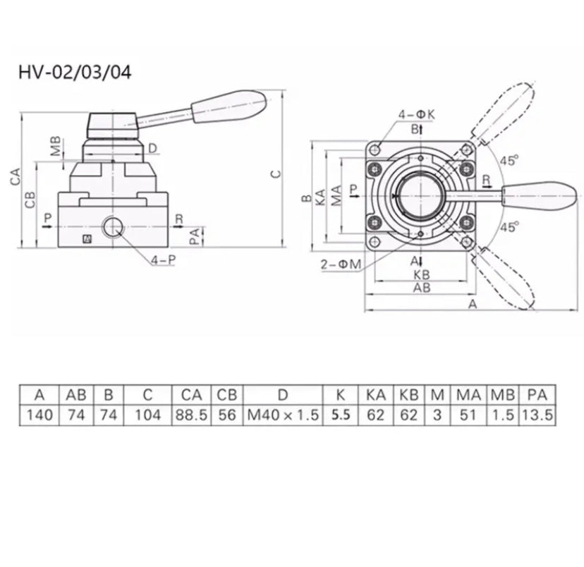 HV/K34R6/4HV Three-Position Four-Way Manual Reversing Air Valve Cylinder Control Hand Valve Pneumatic Switch Hand Valve