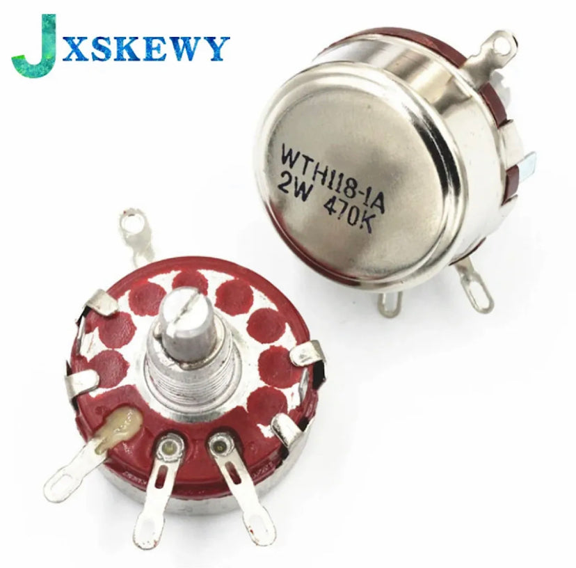 WTH118 2W 1A Potentiometer 1K 2.2K 4.7K 10K 22K 47K 100K 470K 1M WTH118-2W Round Shaft Carbon Rotary Taper Potentiometer