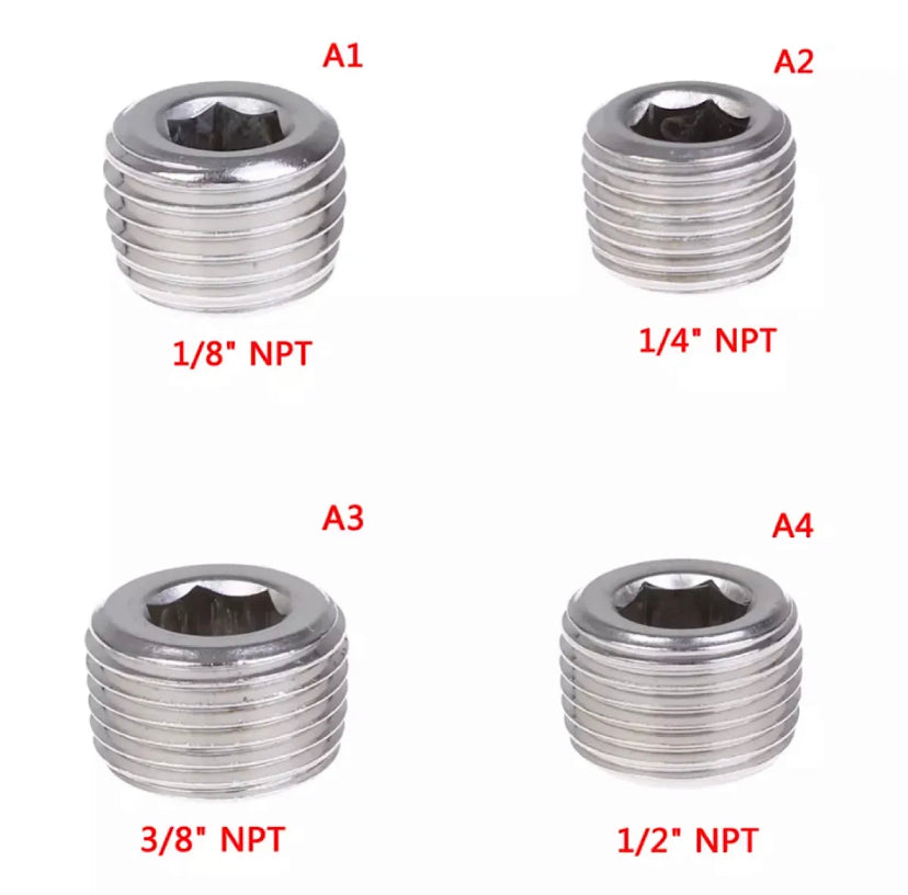 1/8 1/4 3/8 1/2 NPT Male SS304 Stainless Steel Countersunk End Plug Internal Hex Head Socket Pipe Fitting