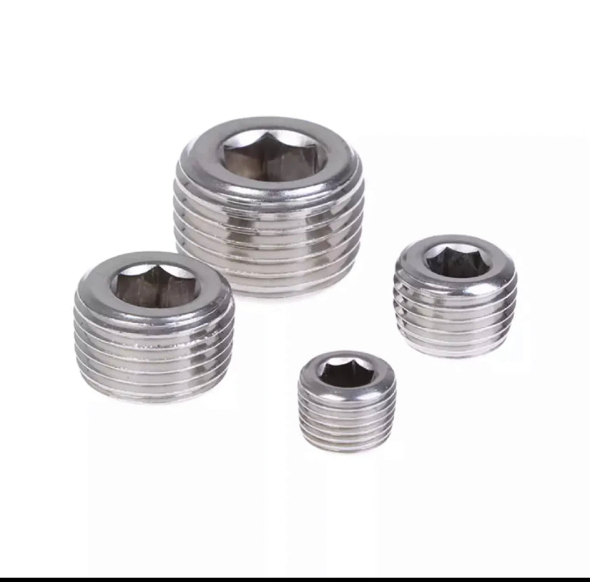 1/8 1/4 3/8 1/2 NPT Male SS304 Stainless Steel Countersunk End Plug Internal Hex Head Socket Pipe Fitting