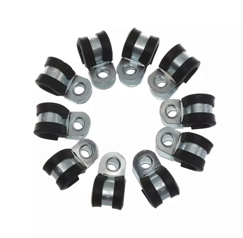 5Pcs Rubber Lined P Clips Wiring Hose Clamp Pipe Cable Mounting Fix Fasteners Hardware Electrical Fittings High quality