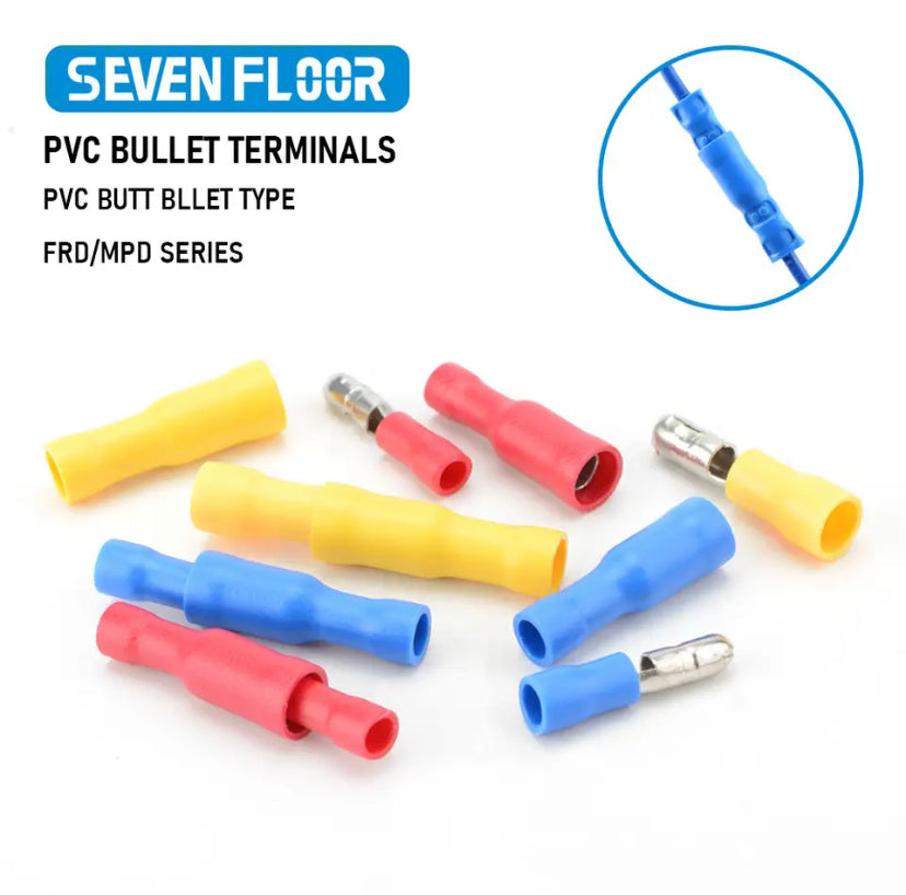 Assorted Female Male Bullet Butt Connector Insulated Crimp Wire Terminals Quick Splice Wiring Cable Plug for 22~10AWG